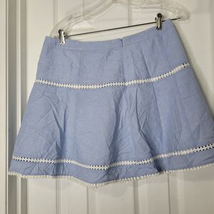 White House Black market size 8 skirt mini short keyhole zip lining blue pastel